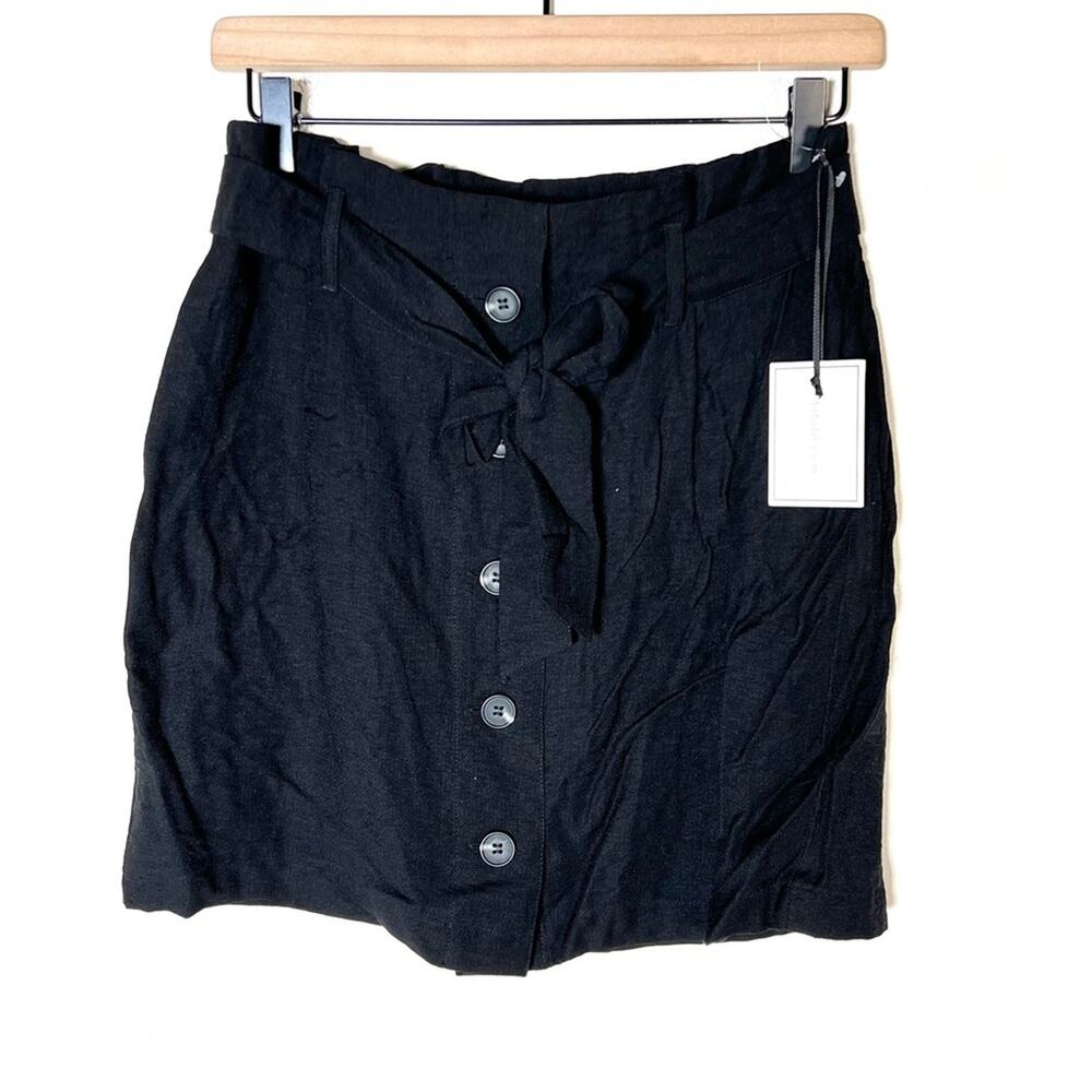 NWT 1. State Black button down pleated casual skirt size 6 B188